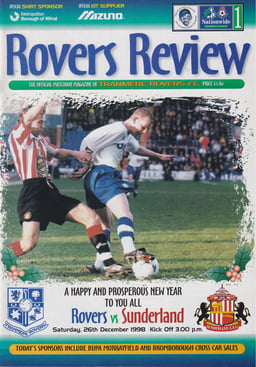 Tranmere Rovers v Sunderland Match Programme 1998-12-26